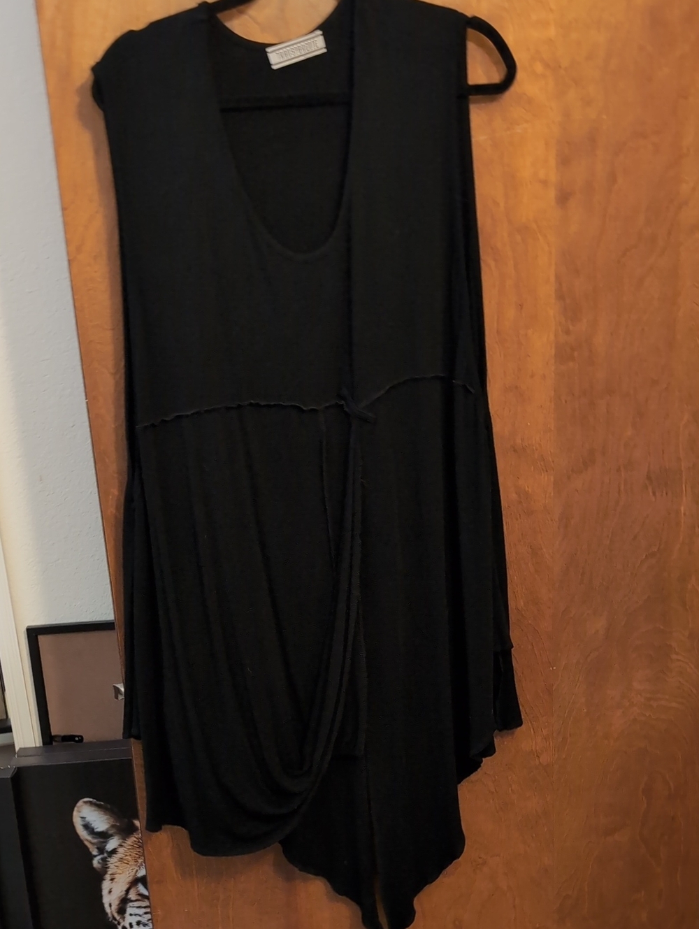 Transparente Black Sleeveless Draped Tunic
